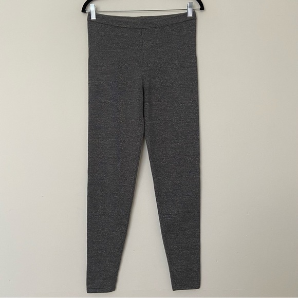 Club Monaco Silver Metallic Wool Leggings in Grey Blue size Medium Knit Ribbed - Picture 10 of 12